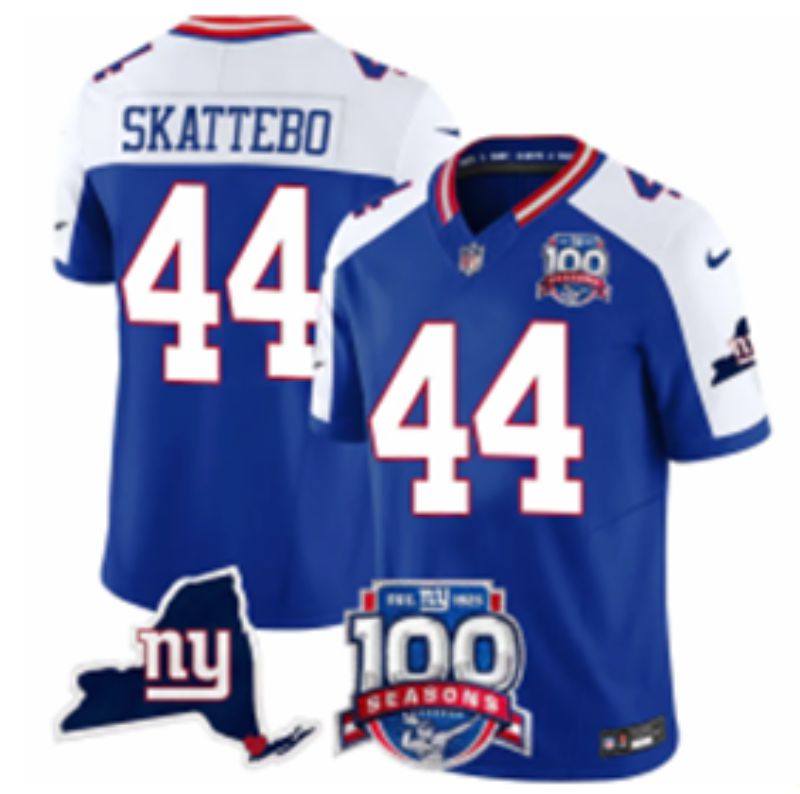 Men 2025 Nike New York Giants #44 Skattebo Blue Throwback 3th generation Limited NFL Jersey 007